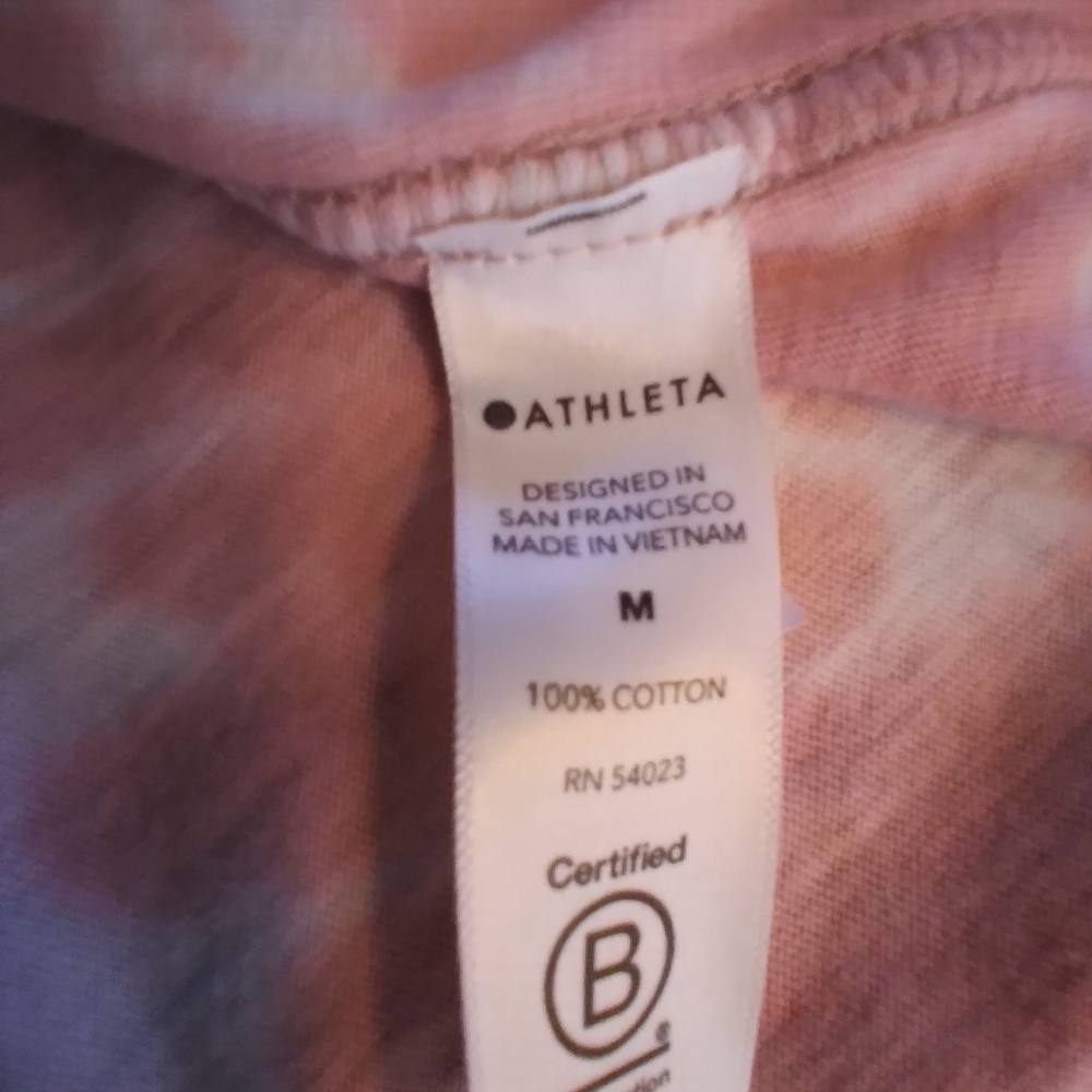 Athleta Pink Tie-Dye Tank Top 100% Cotton Size M Athleisure Athletic Casual - Picture 9 of 9